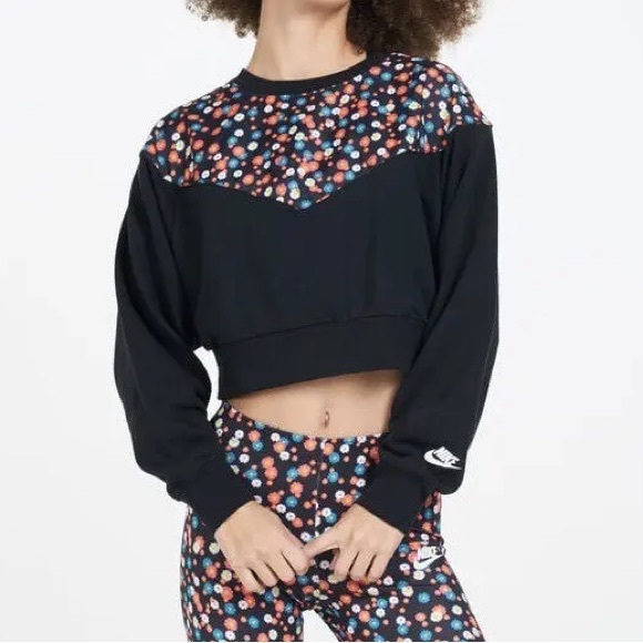 Nike Heritage Floral Crewneck Sweatshirt Size X Large - Picture 1 of 6
